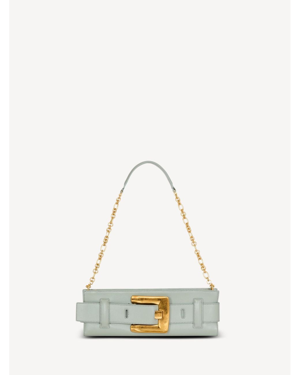 Balmain White Anthem Calfskin Leather Clutch