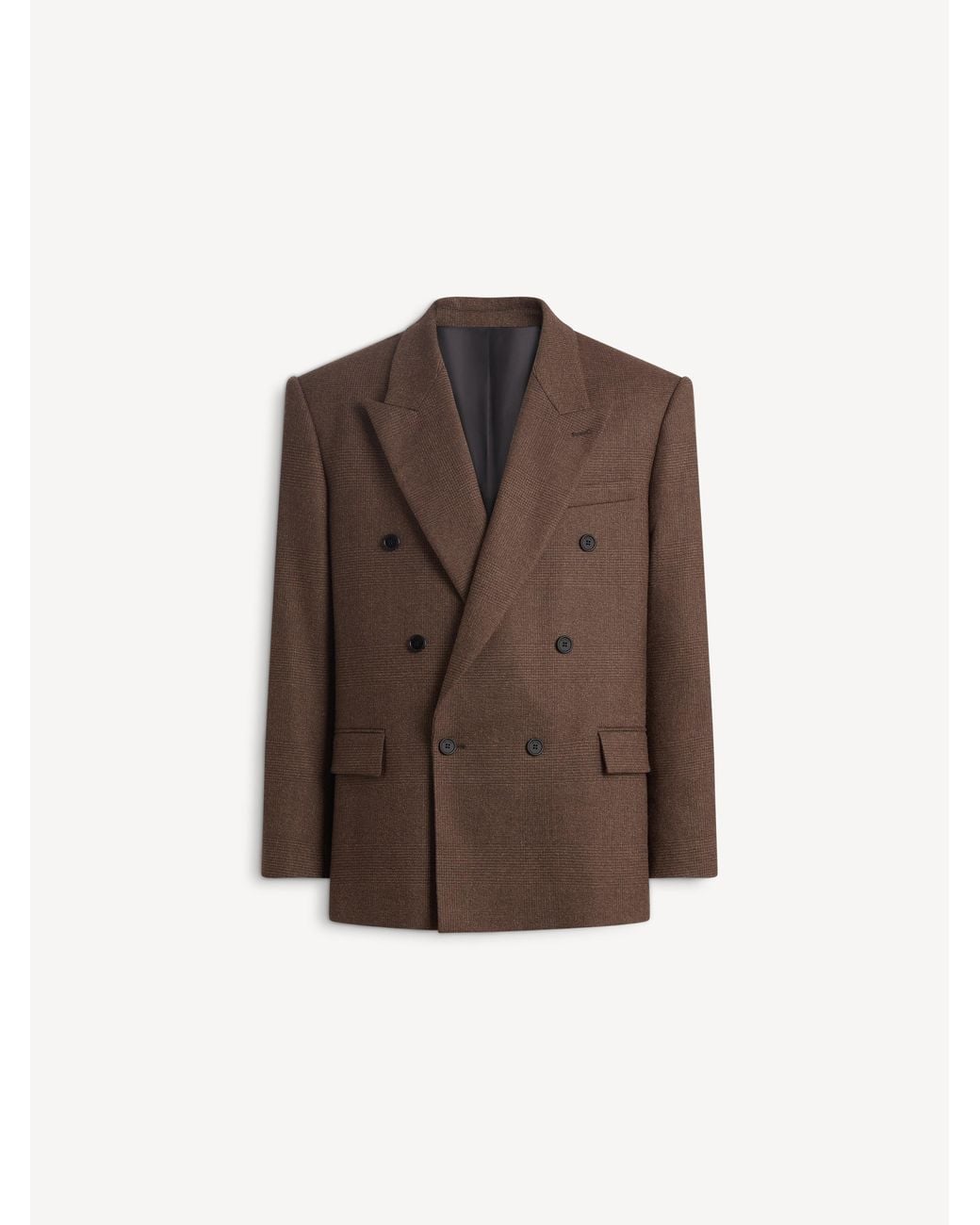 Balmain Brown Double-Breasted 6-Button Prince Of Wales Jacket for men