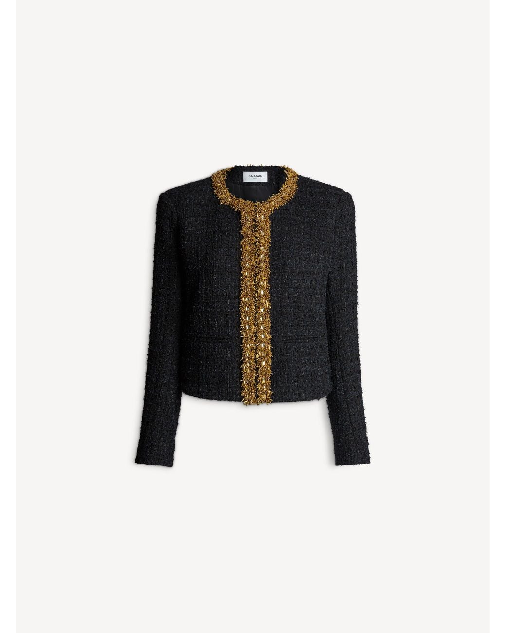 Balmain Black Embroidered Tweed Jacket