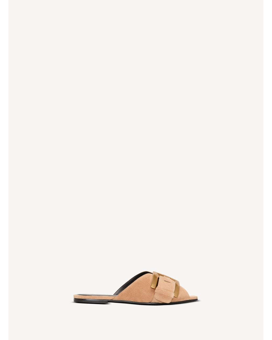 Balmain Metallic Flat Suede Leather Anthem Mules