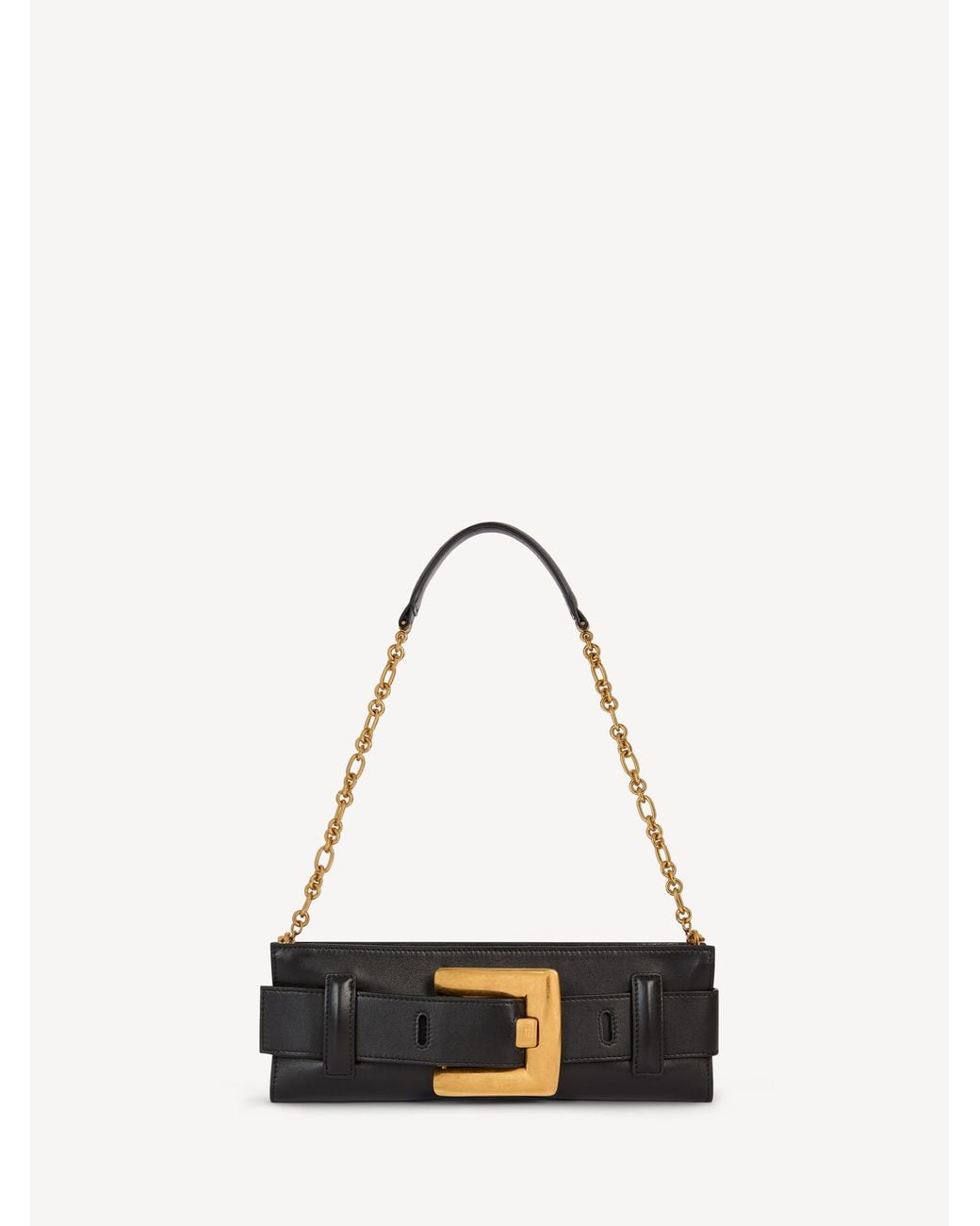 Balmain White Anthem Calfskin Leather Clutch