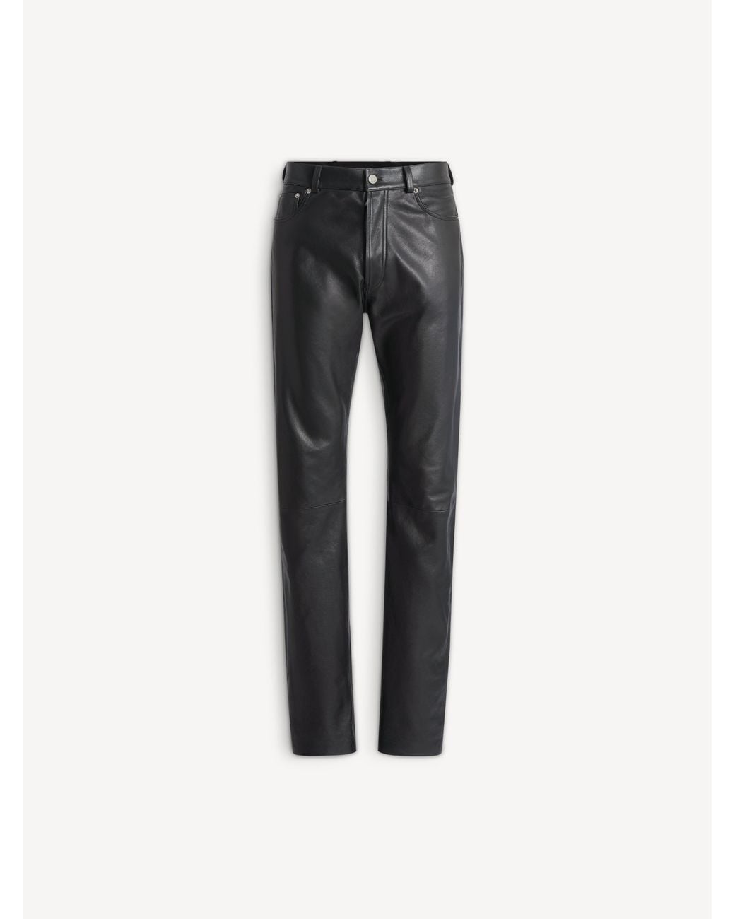 Balmain Black Straight-Leg Lambskin Trousers for men