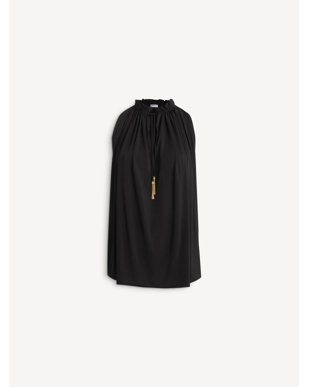 Balmain Natural Pleated Jersey Top