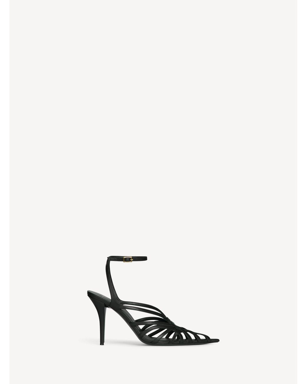 Balmain White Smooth Leather Cage Sandals