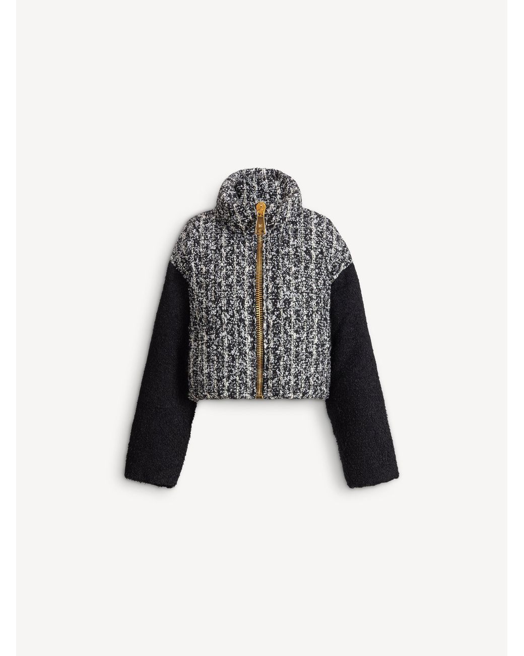 Balmain Black Padded Two-Tone Tweed Jacket
