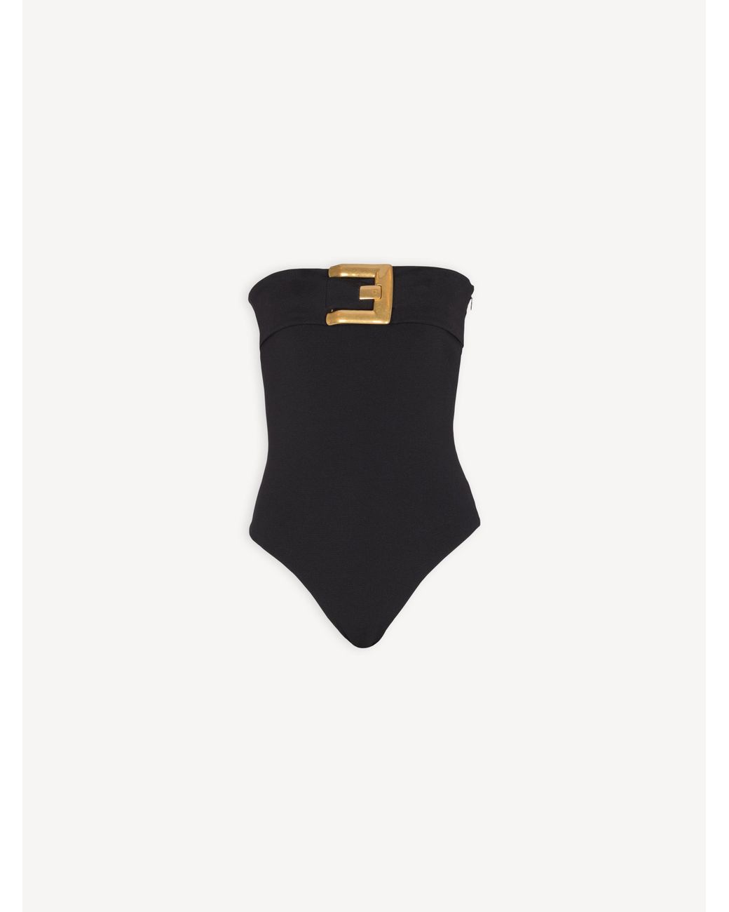 Balmain Black Crepe Bustier Bodysuit With Belt Detail