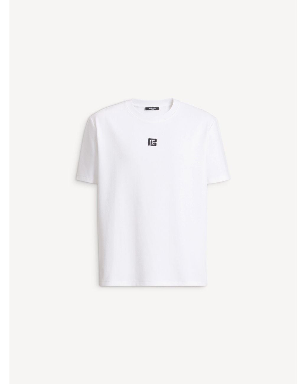 Balmain White T-Shirt With Embroidered Logo for men
