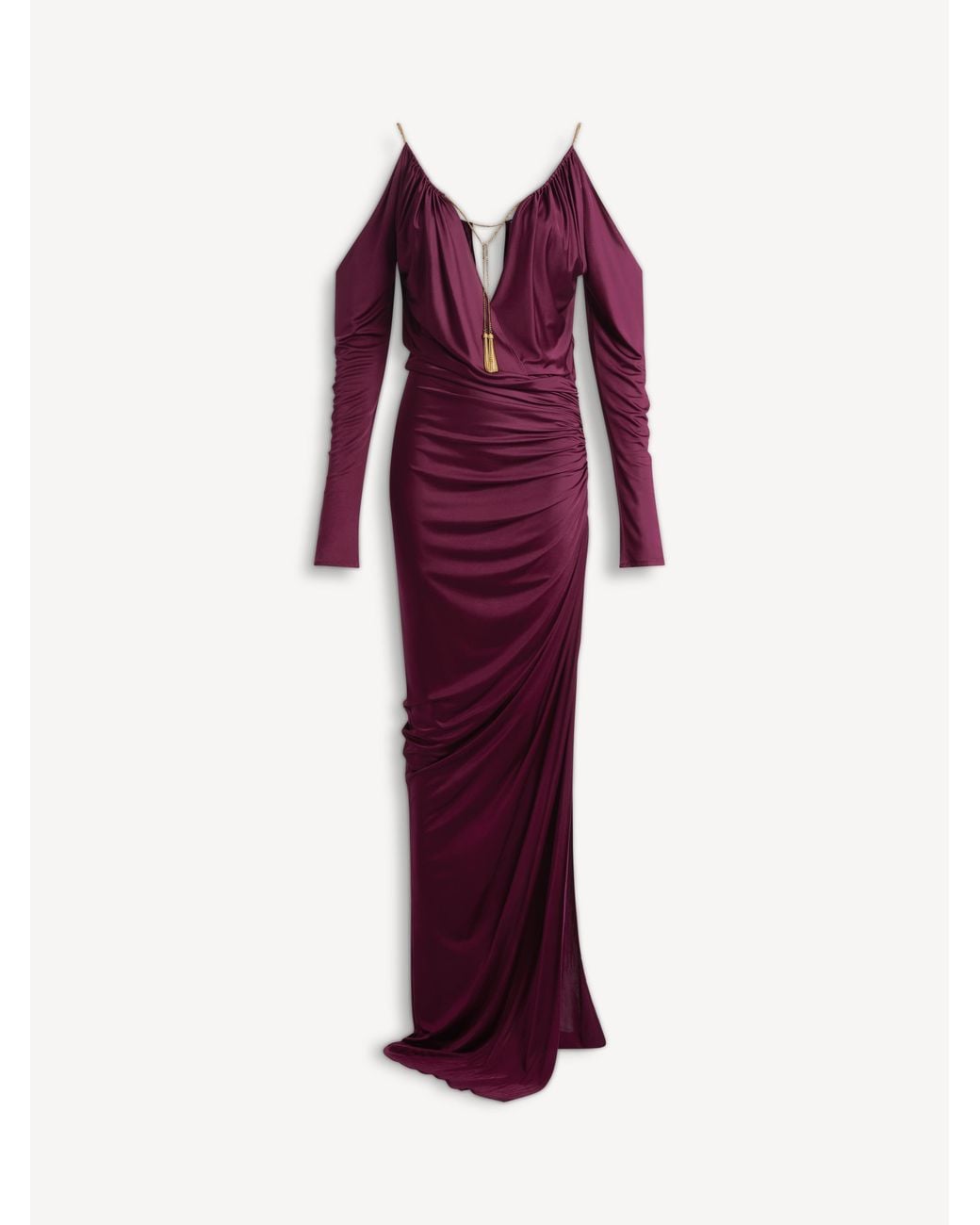 Balmain Purple Long Flowing Jersey Dress