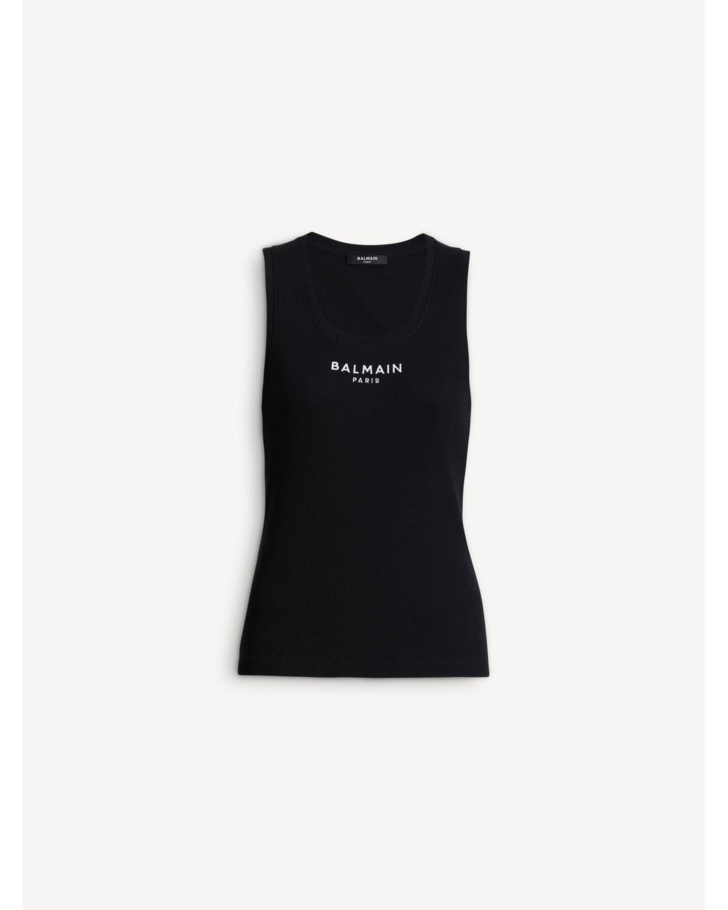 Balmain Black Paris Embroidered Vest Top