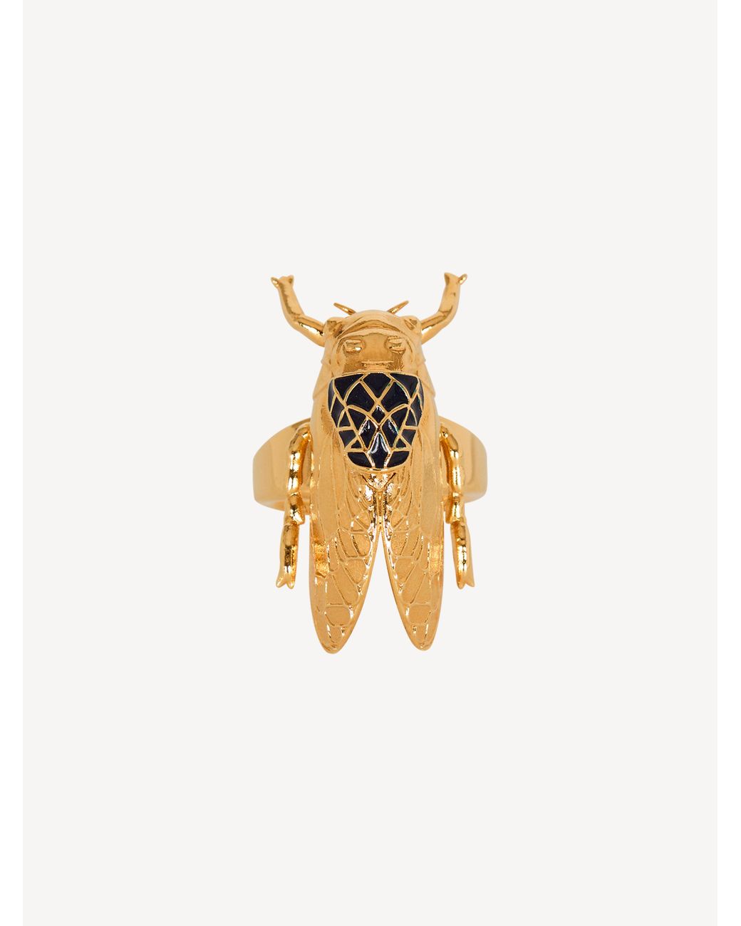 Balmain White Brass And Enamel Insect Ring