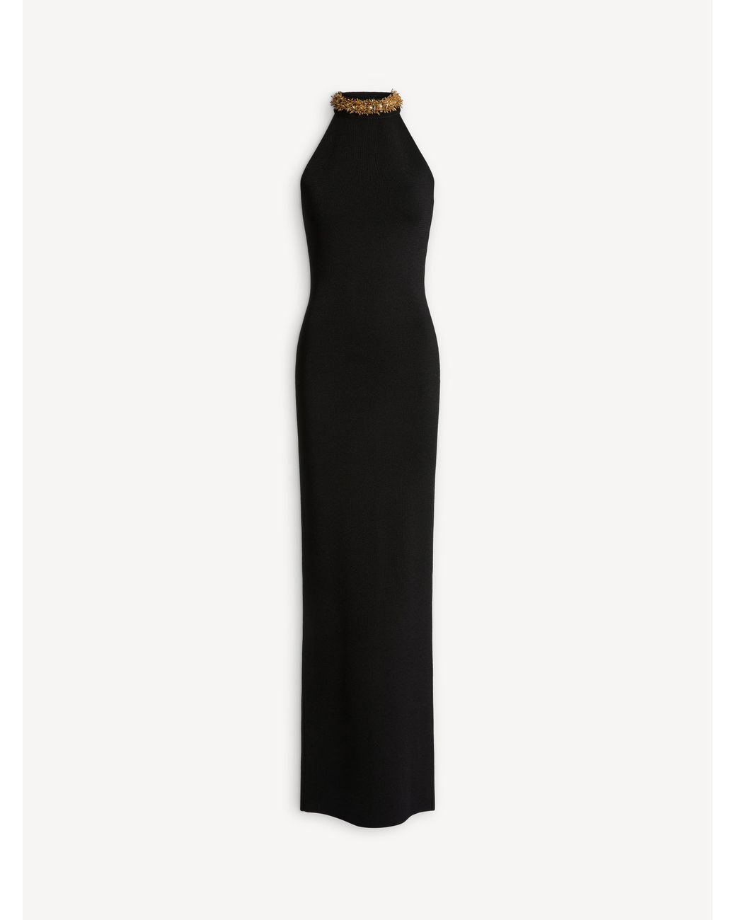 Balmain Black Long Milano Jersey Dress With Embroidery