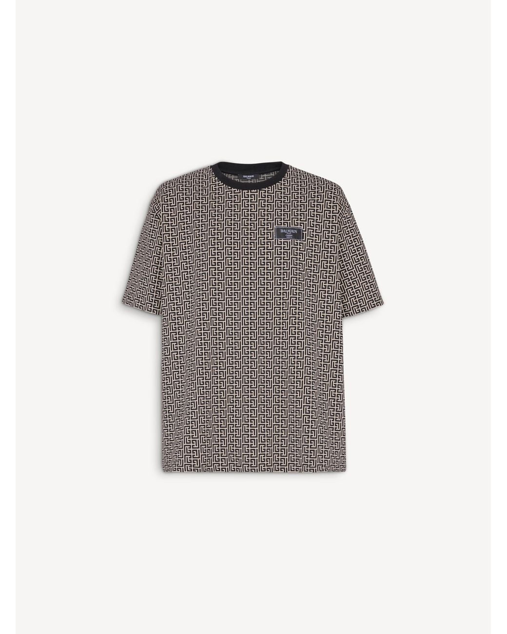 Balmain Gray Monogram Jacquard T-Shirt for men