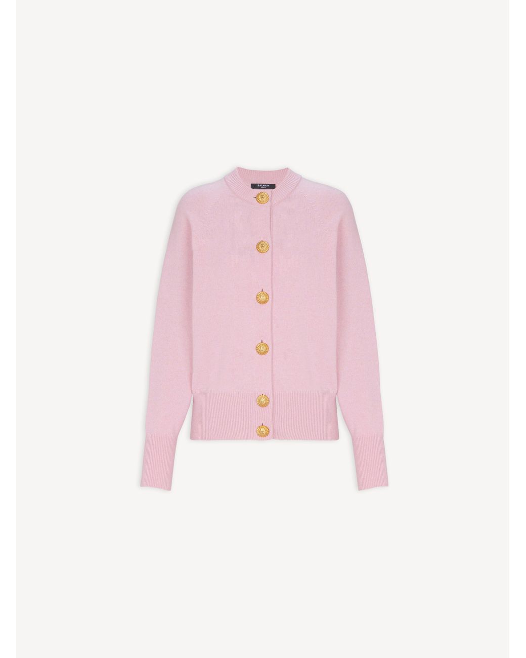 Balmain Pink Buttoned Eco-Cashmere Cardigan
