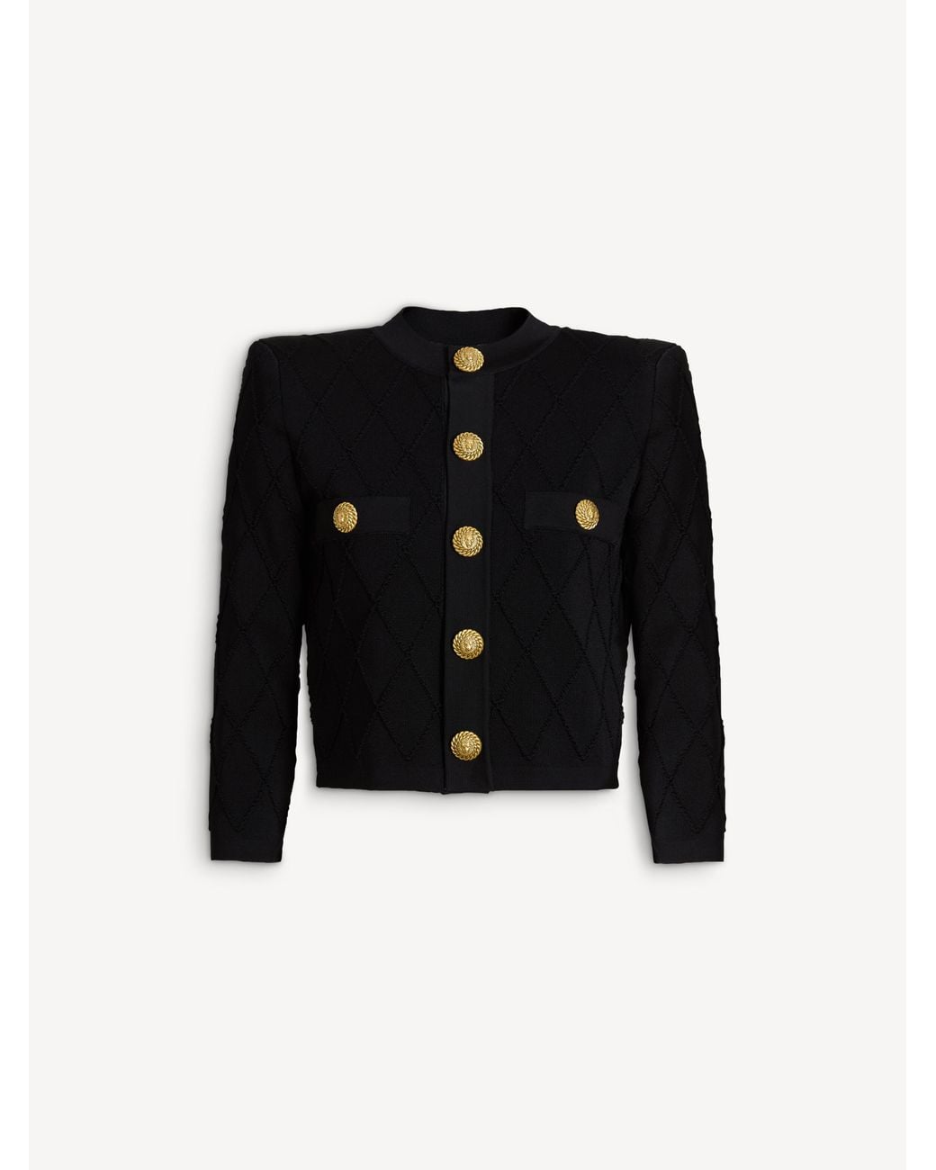 Balmain Black Cropped Knit Cardigan