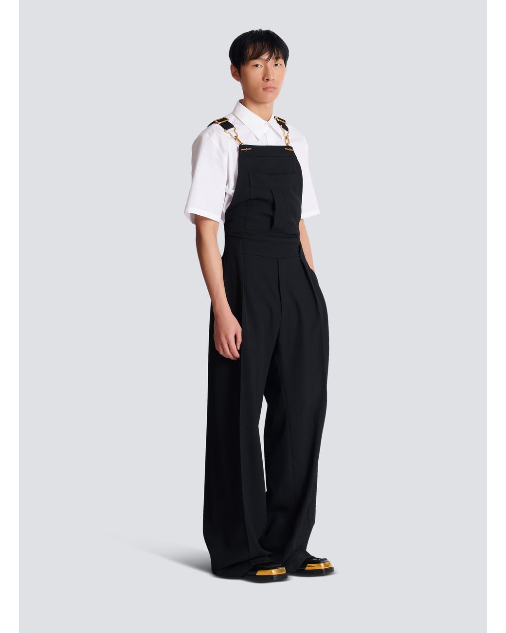 Balmain Black Wool Dungarees for men