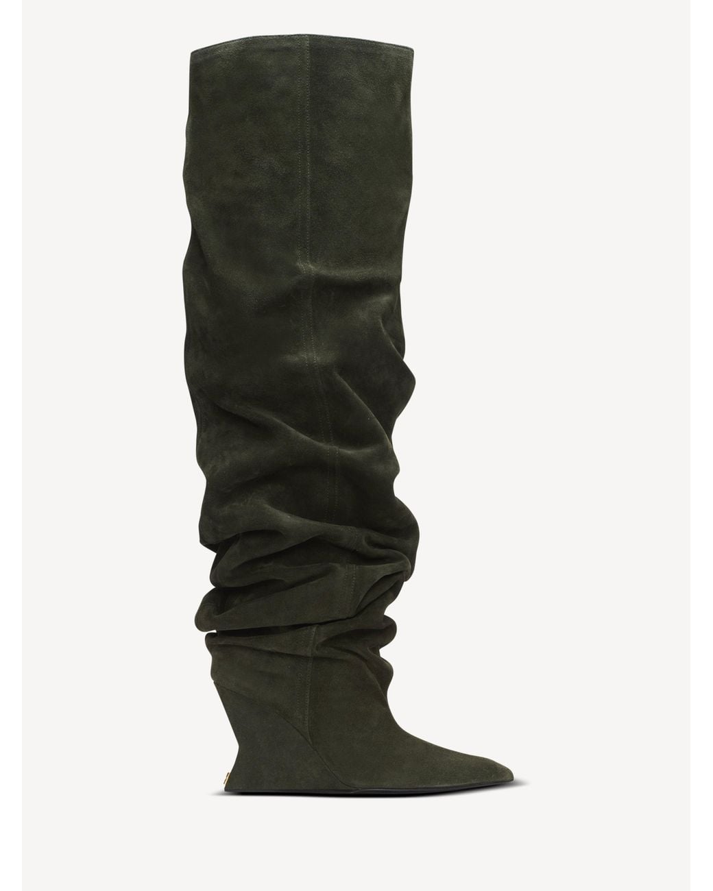 Balmain Black Suede Leather Wedge Thigh-High Boots