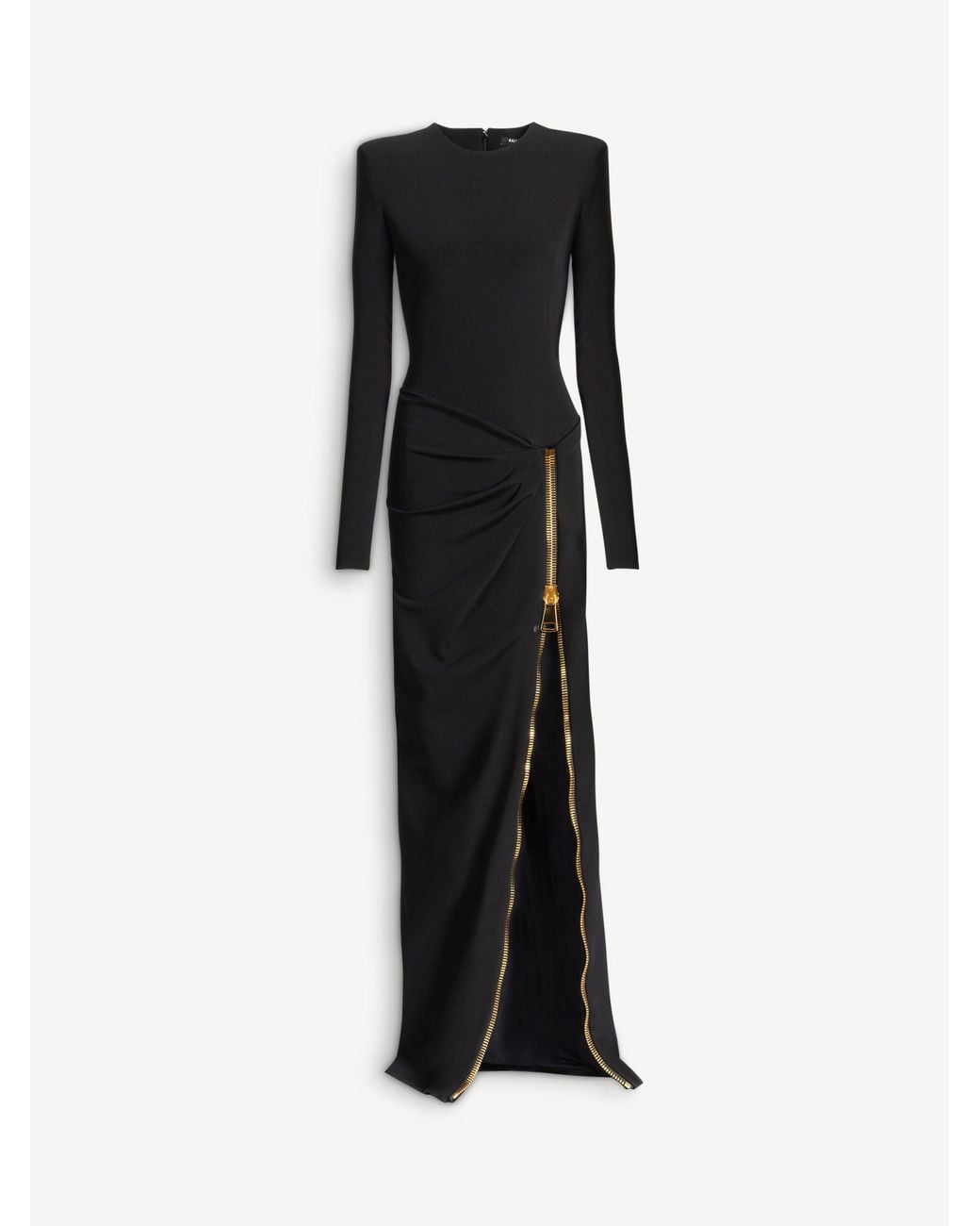 Balmain Black Long Slit Dress With Zip