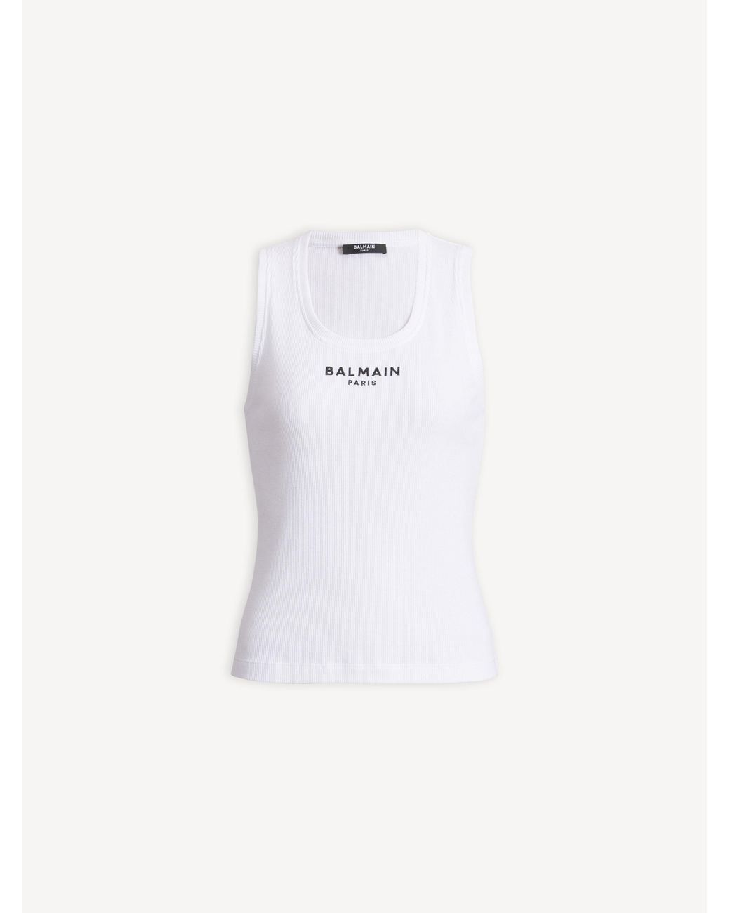 Balmain White Paris Embroidered Vest Top