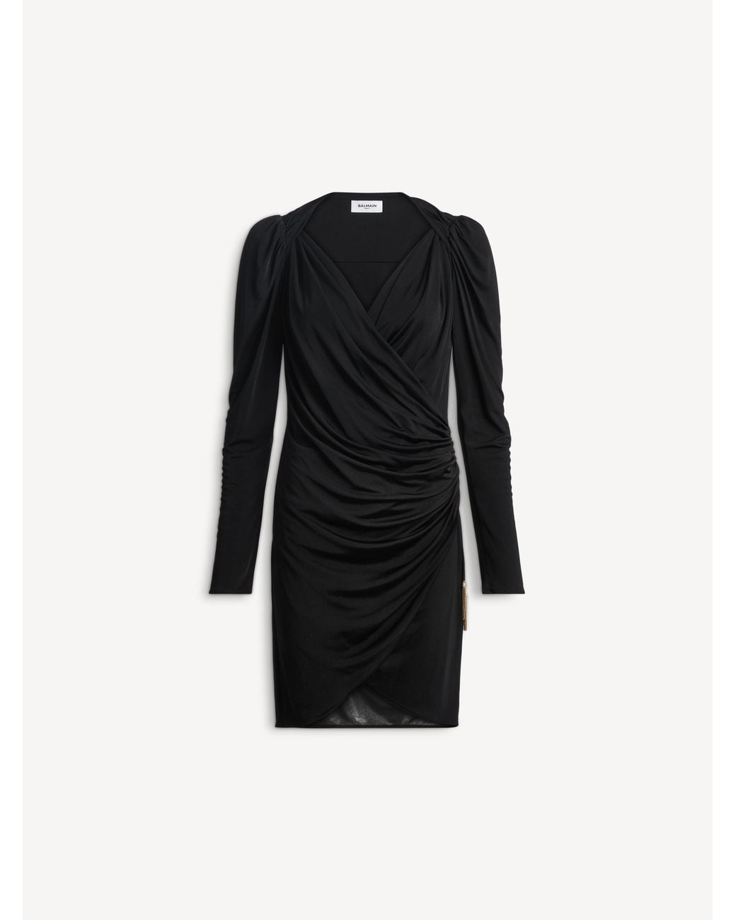Balmain Black Draped Flowing Jersey Dress