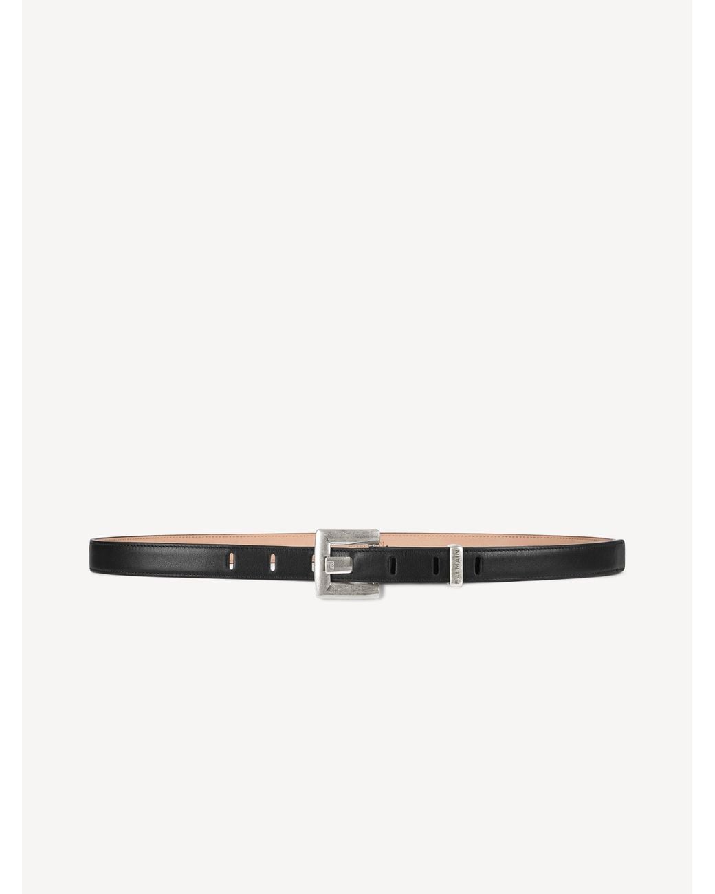 Balmain White Anthem Smooth Leather Belt for men