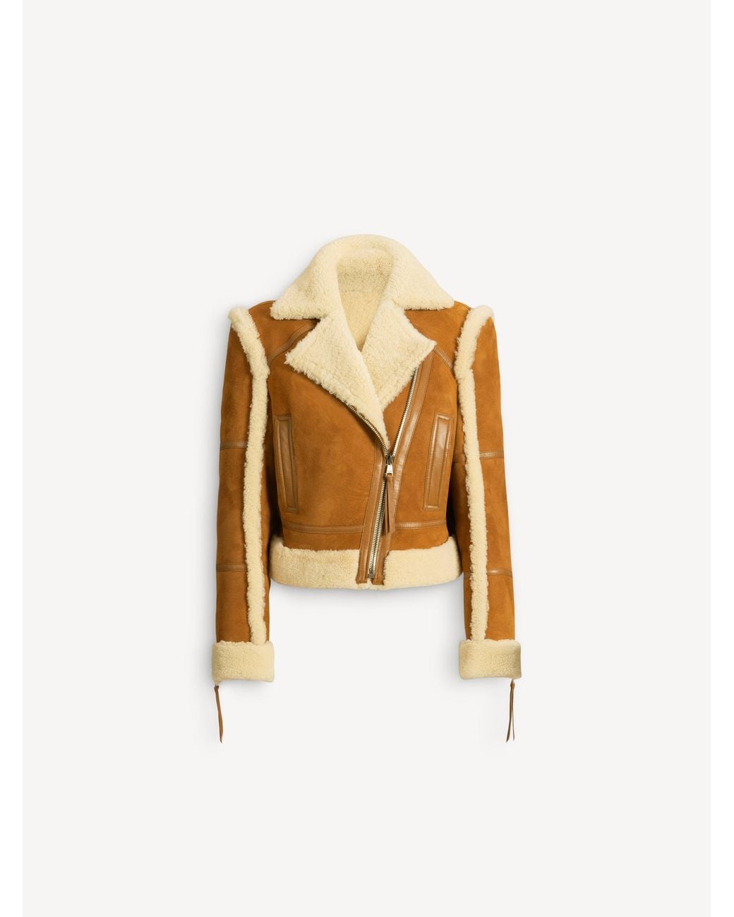 Balmain White Shearling Biker Jacket