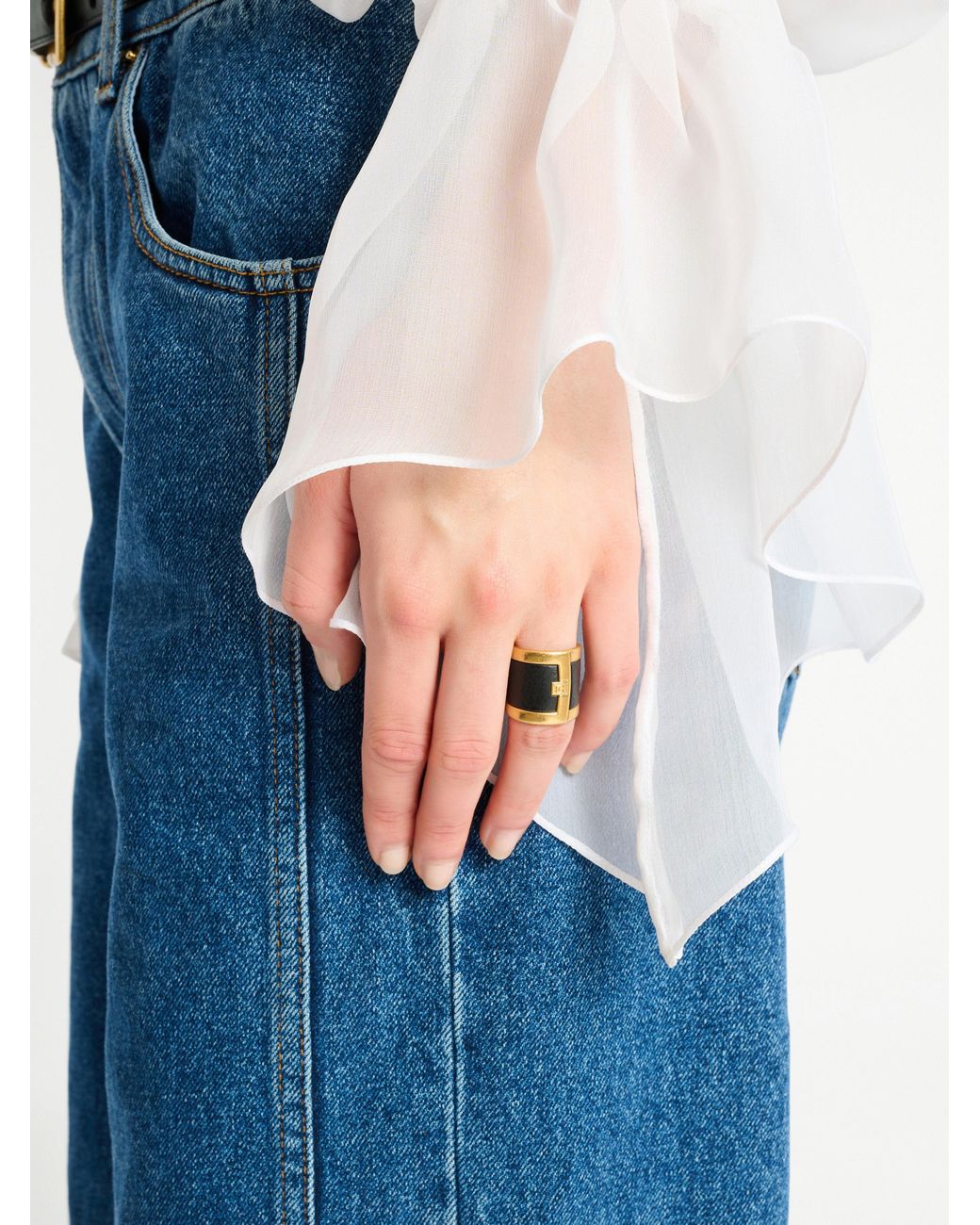 Balmain White Anthem Ring