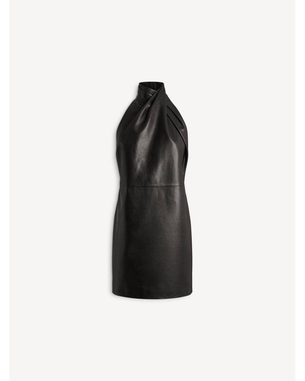 Balmain Black Lambskin Open-Back Dress