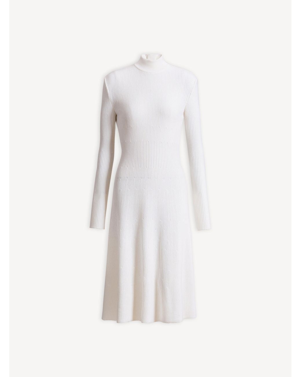 Balmain White Long Ribbed Knit Dress