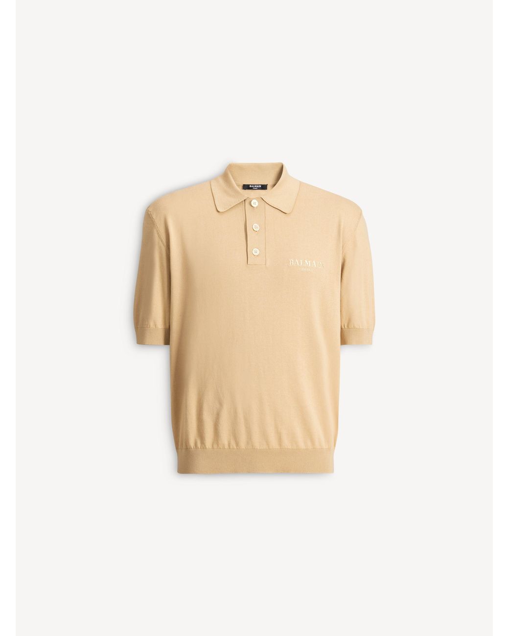 Balmain Natural Embroidered Vintage Polo for men