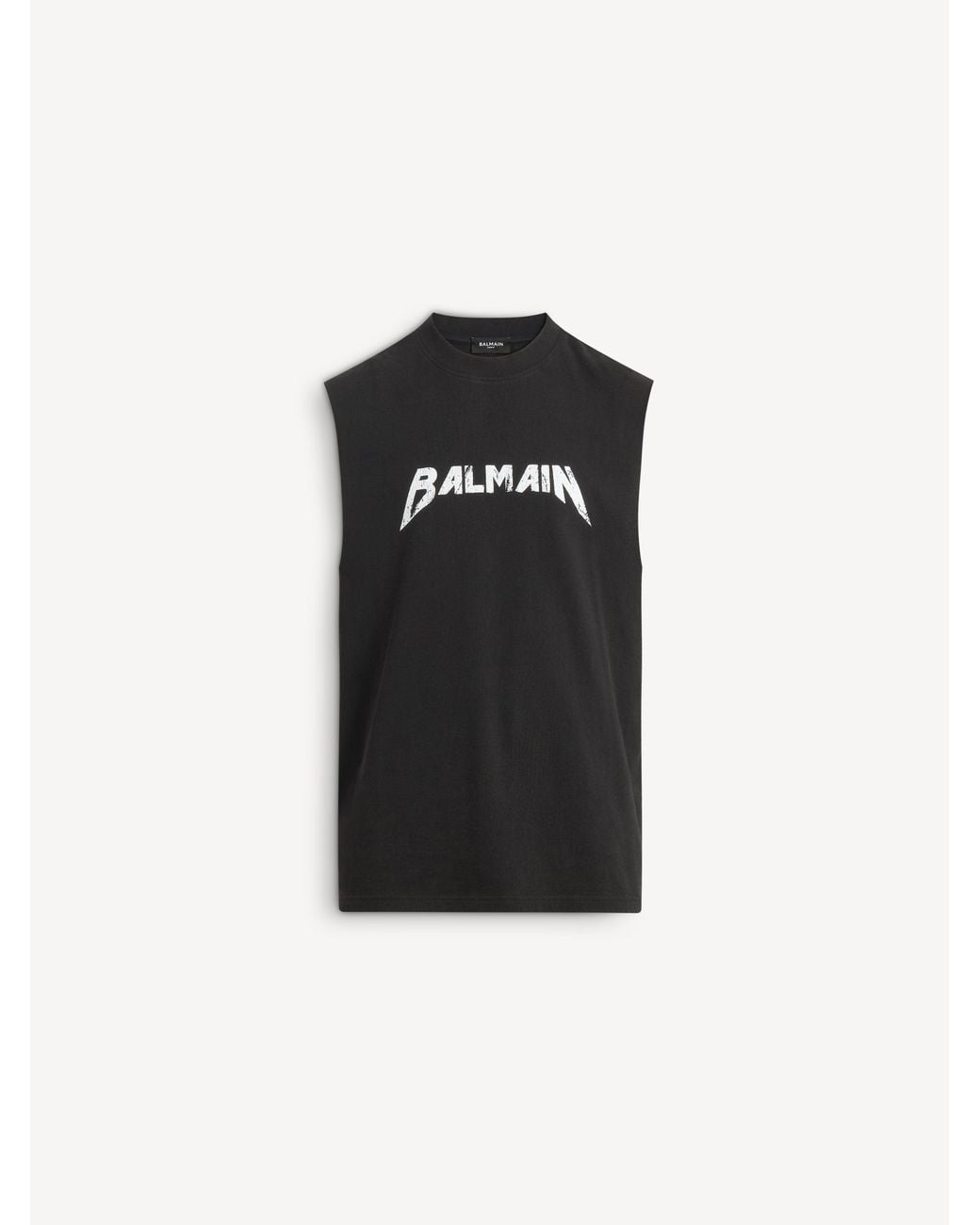 Balmain Black Vest Top With Band Print for men