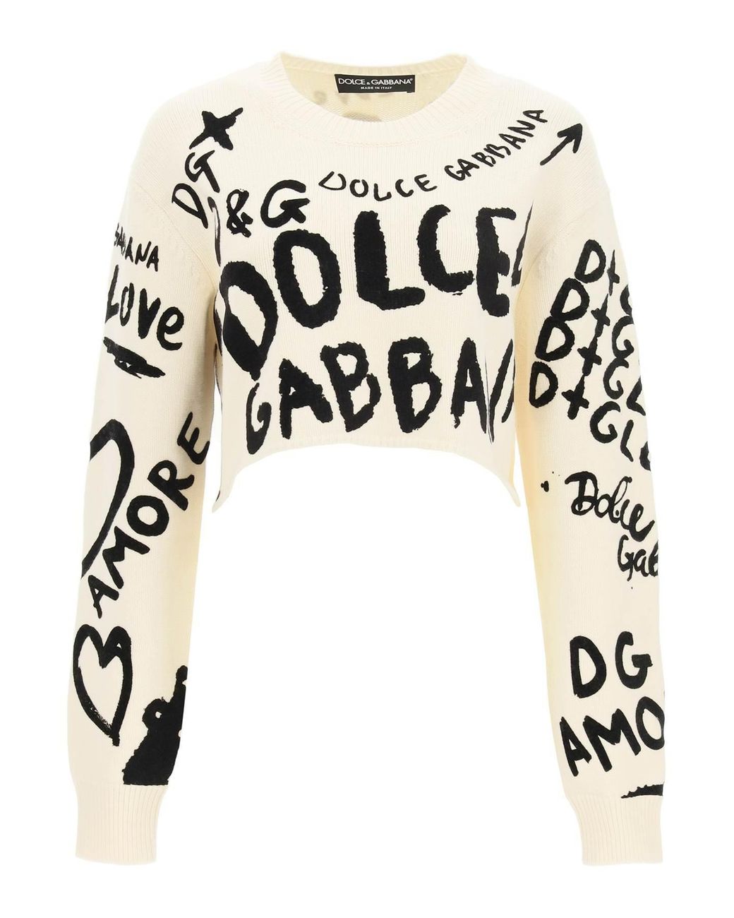 Tシャツ・カットソー Dolce & Gabbana Logo cropped sweater (FXH35TJAIH7 N0000) Dolce & Gabbana Dolce & Gabbana Cropped Sweater With