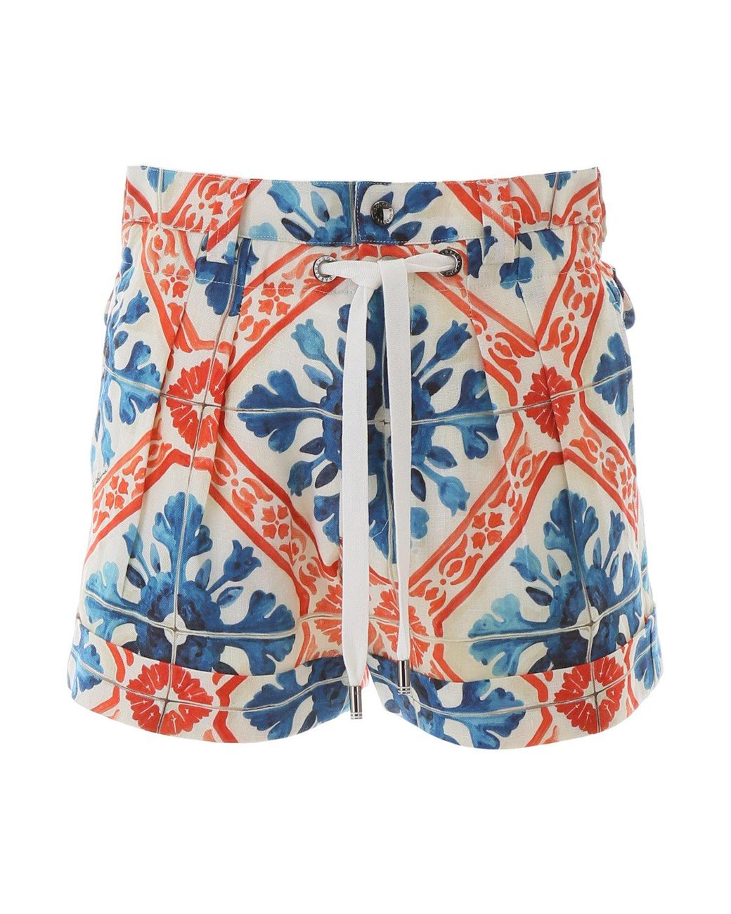 Dolce & Gabbana Linen Printed Drawstring Shorts in Blue for Men - Save