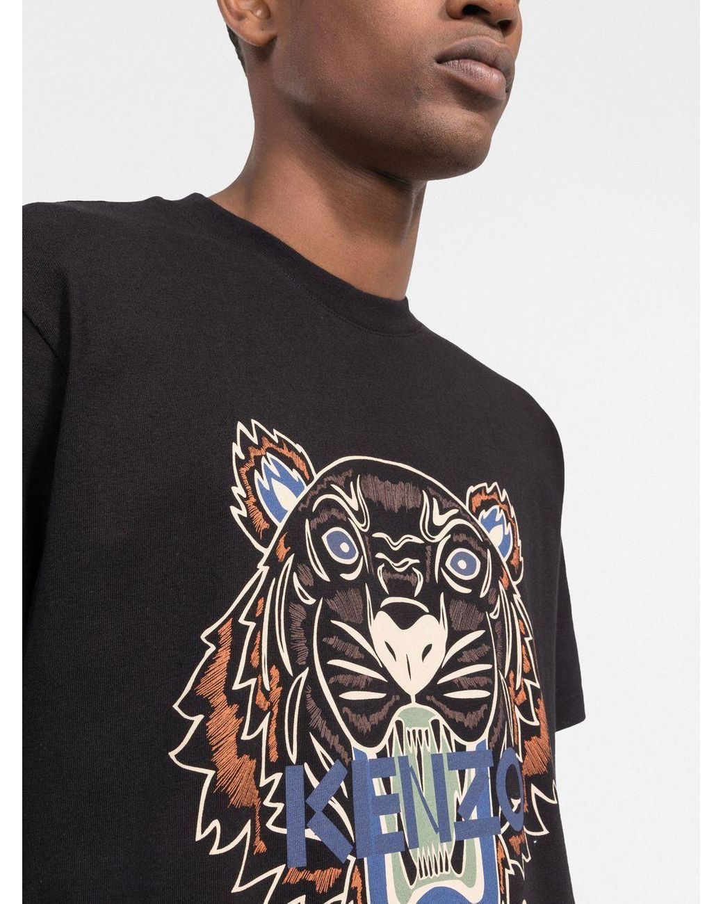 KENZO Cotton Tiger Head Motif T-shirt Black for Men - Save 41% | Lyst