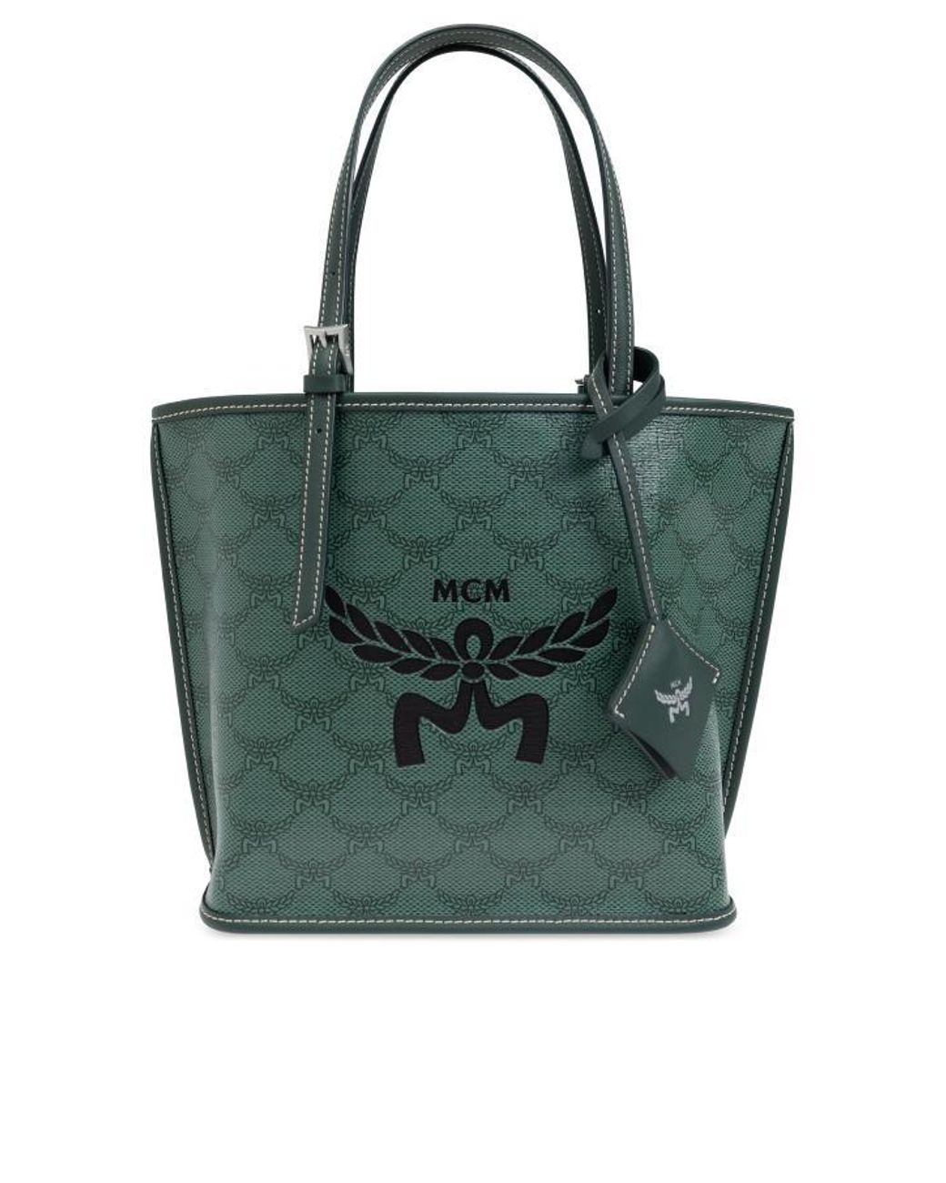 MCM Shopper Bag With Logo in Green Lyst