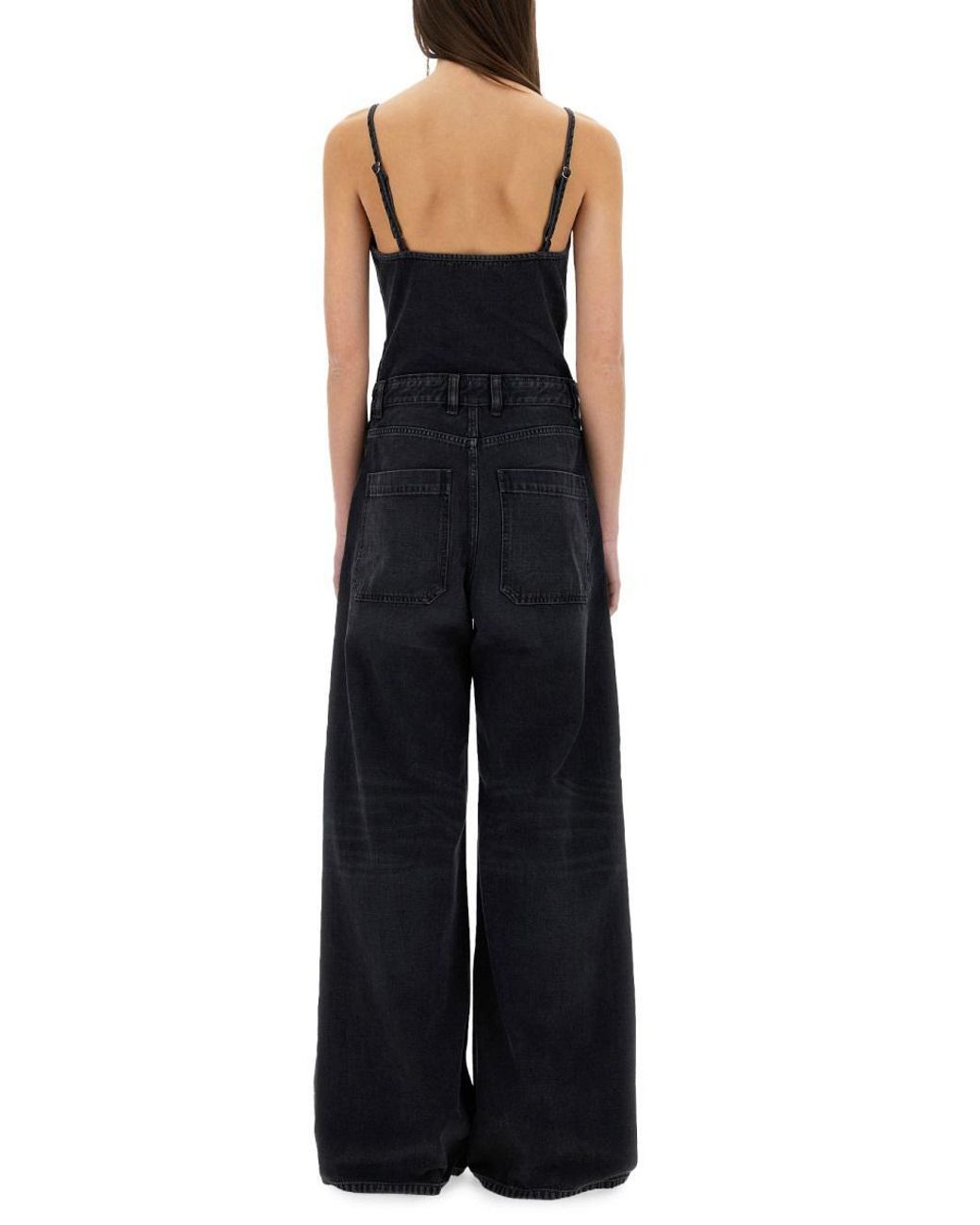 【関税&送料込】Diesel Jumpsuit With Denim Straps DIESEL Jumpsuit With Denim Straps in Black | Lyst