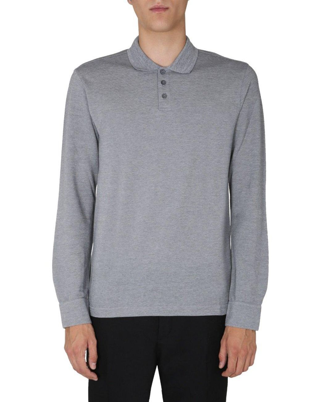 Z Zegna Wool Regular Fit Polo in Gray for Men - Lyst