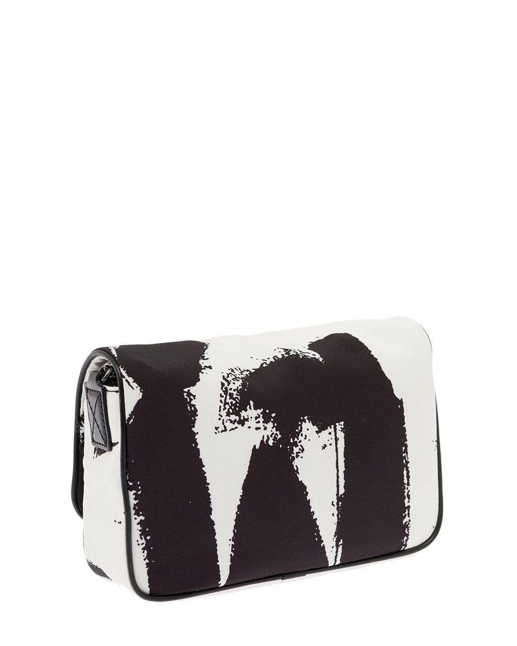 Alexander McQueen Leather Graffiti Logo Skull Nylon Camera Bag in Black,White Black Womens Bags Shoulder bags 