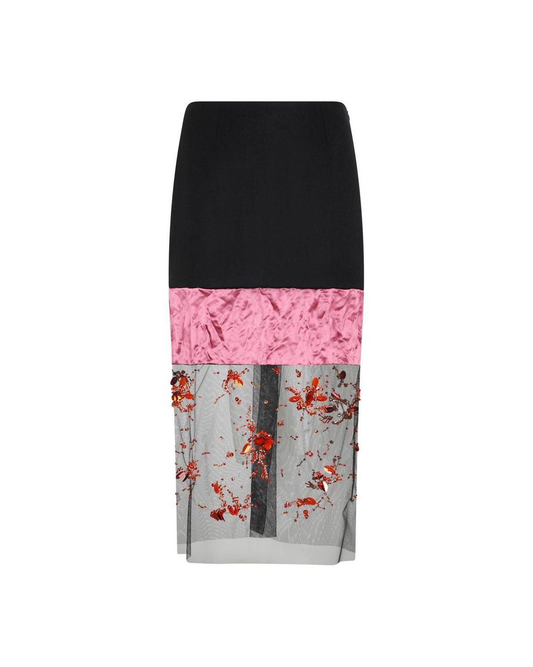 Prada Embroidered Cloth And Mesh Midi-skirt | Lyst