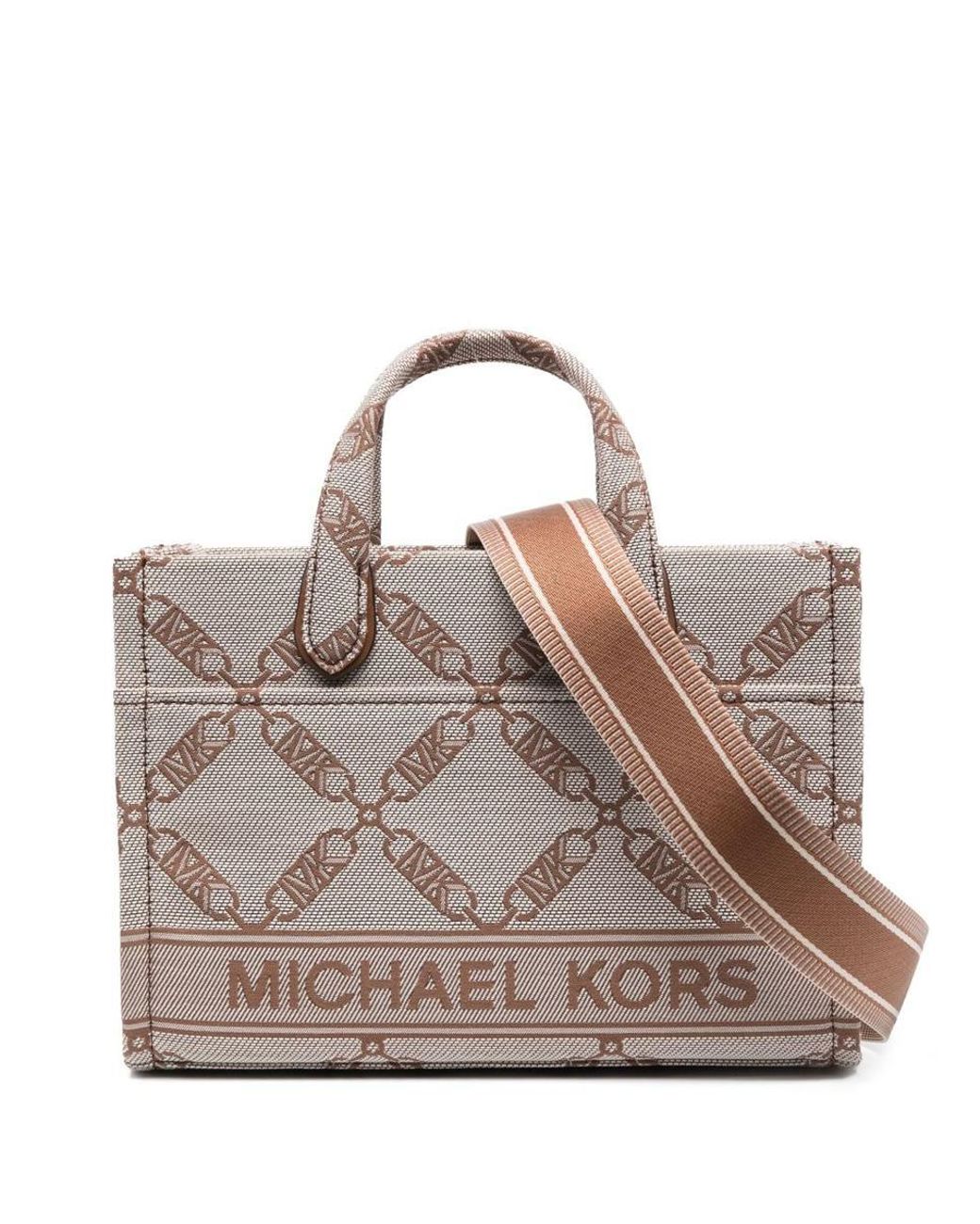 Michael Kors Gigi Small Logo Jacquard Messenger Bag in Brown Lyst Canada