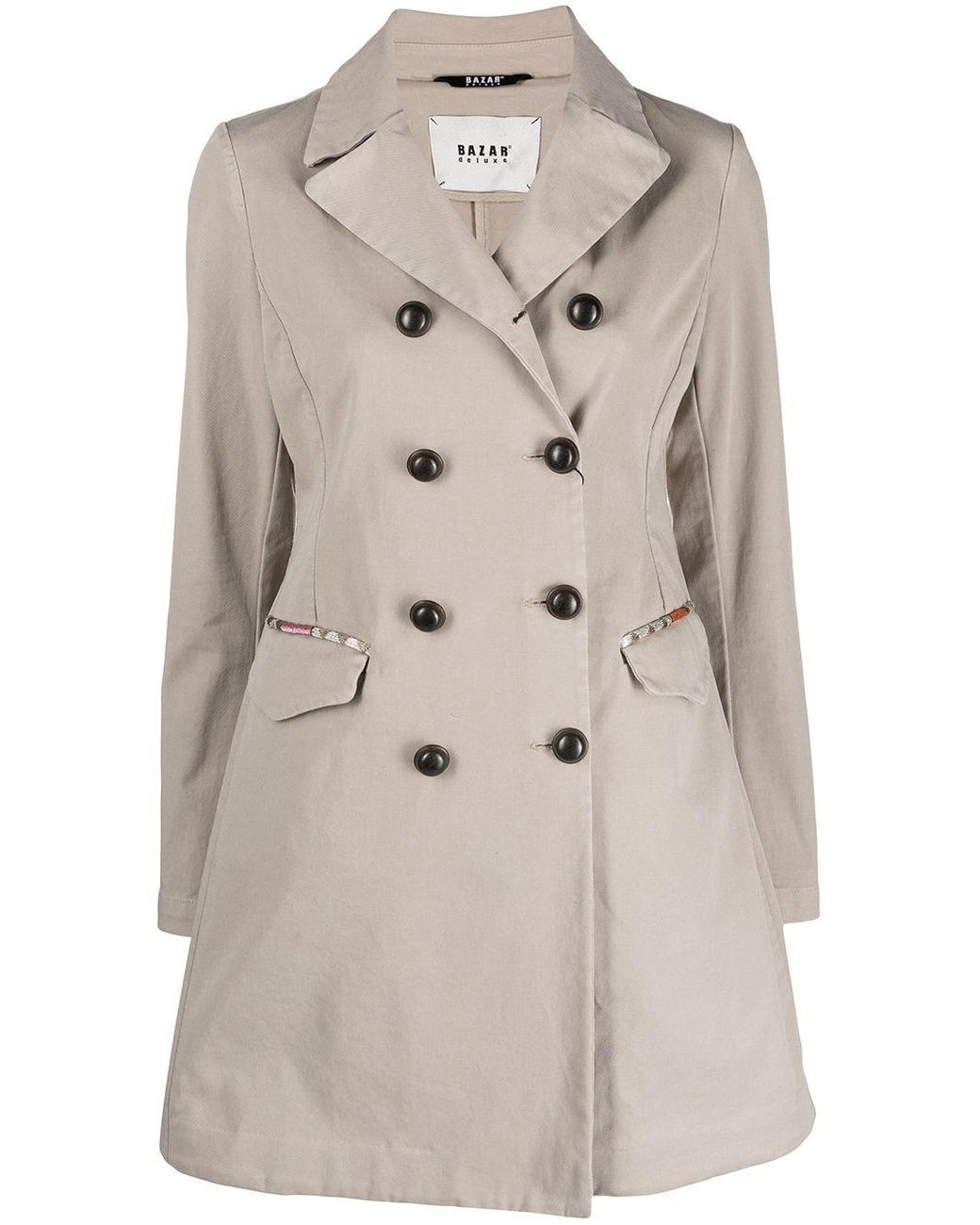 Bazar Deluxe Cotton Double-breasted Trench Coat in Natural - Save 25% ...