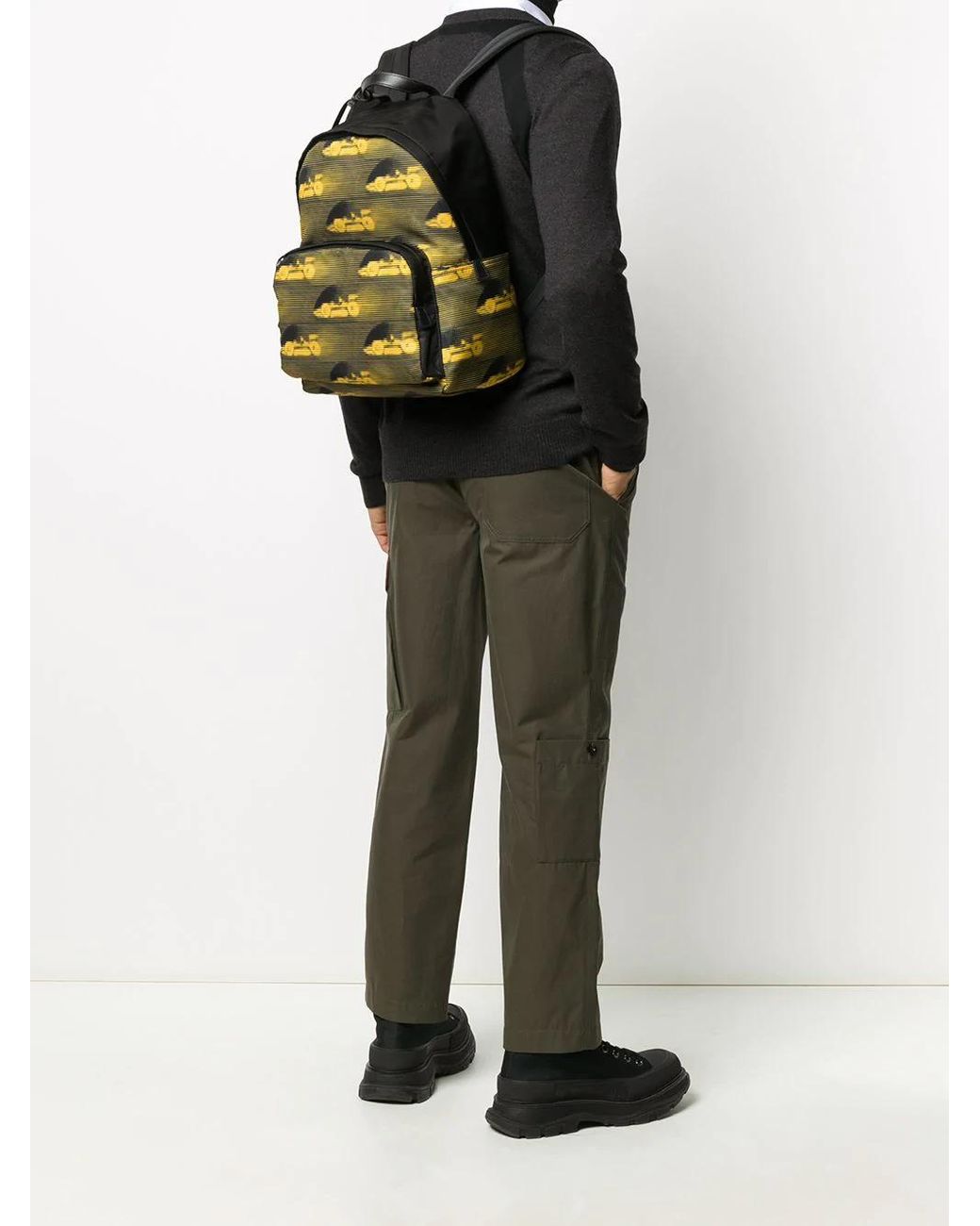 Prada Leather Backpack Race Car-print Backpack for Men | Lyst