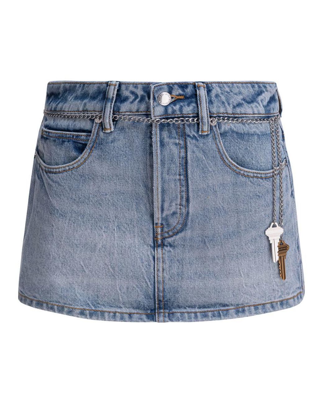 ベルト ALEXANDER WANG DENIM SKORT WITH CHAIN BELT Regen Indigo Denim skort with chain belt in VINTAGE BLEACH