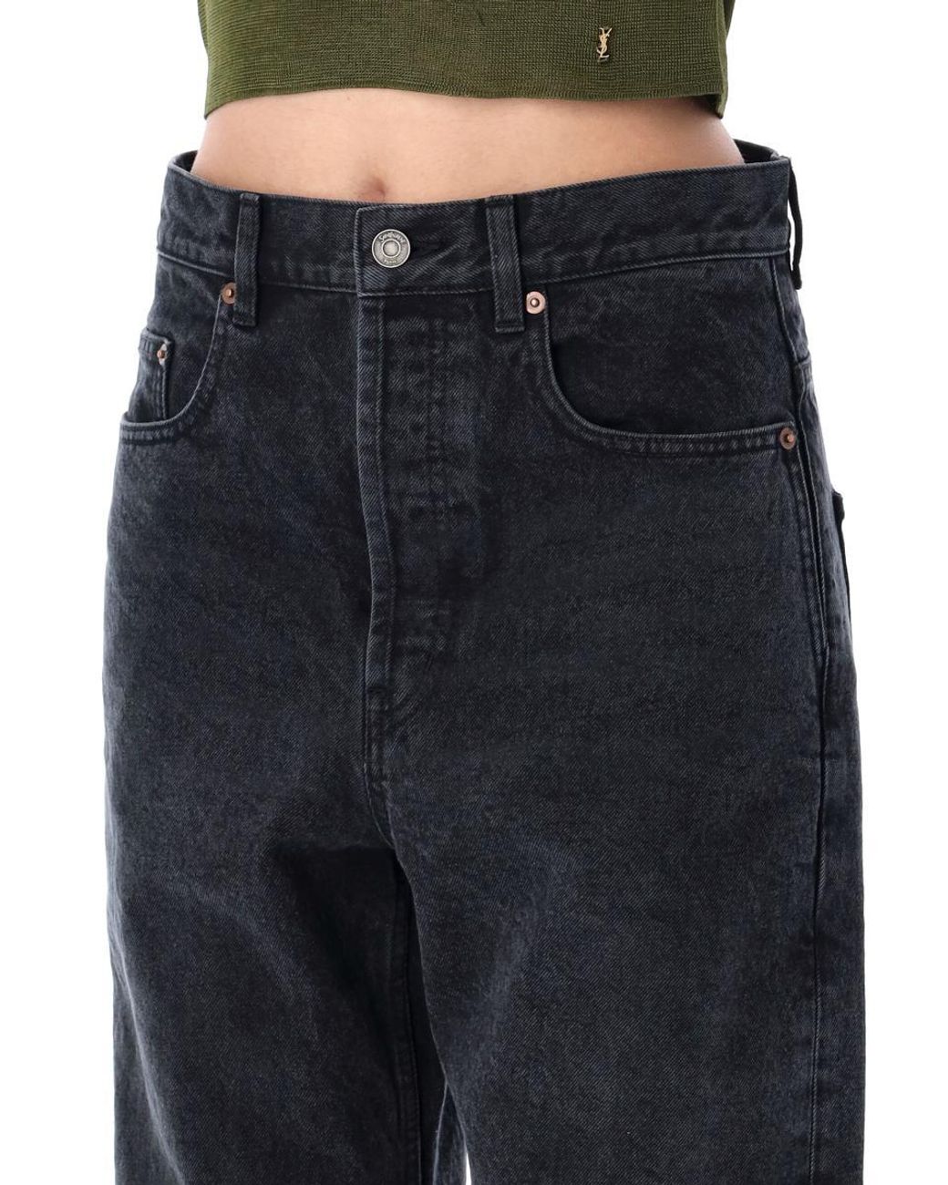ボトムスその他 Saint Laurent Black Carrot-Fit jeans with a washed effect saint-laurent-Black-Used-Paris