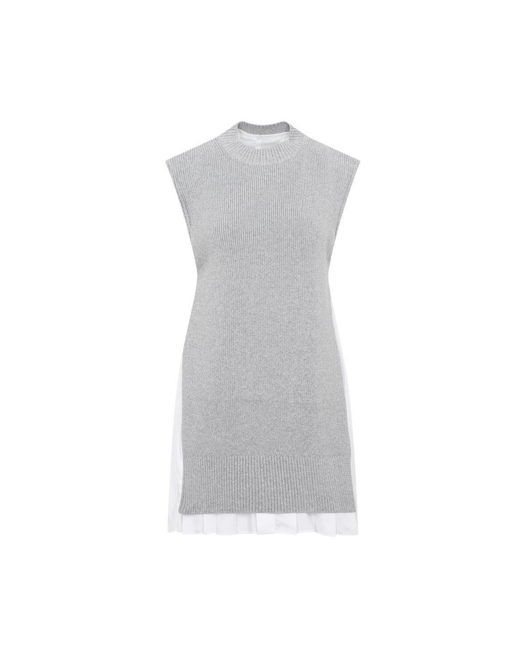 Sacai Cotton Poplin Knitted Dress in Gray | Lyst