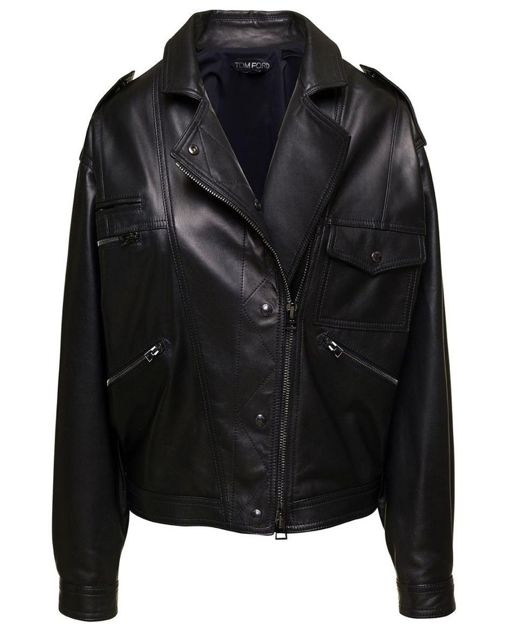 Tom Ford Biker Jacket In Lamb Leather Woman in Black | Lyst