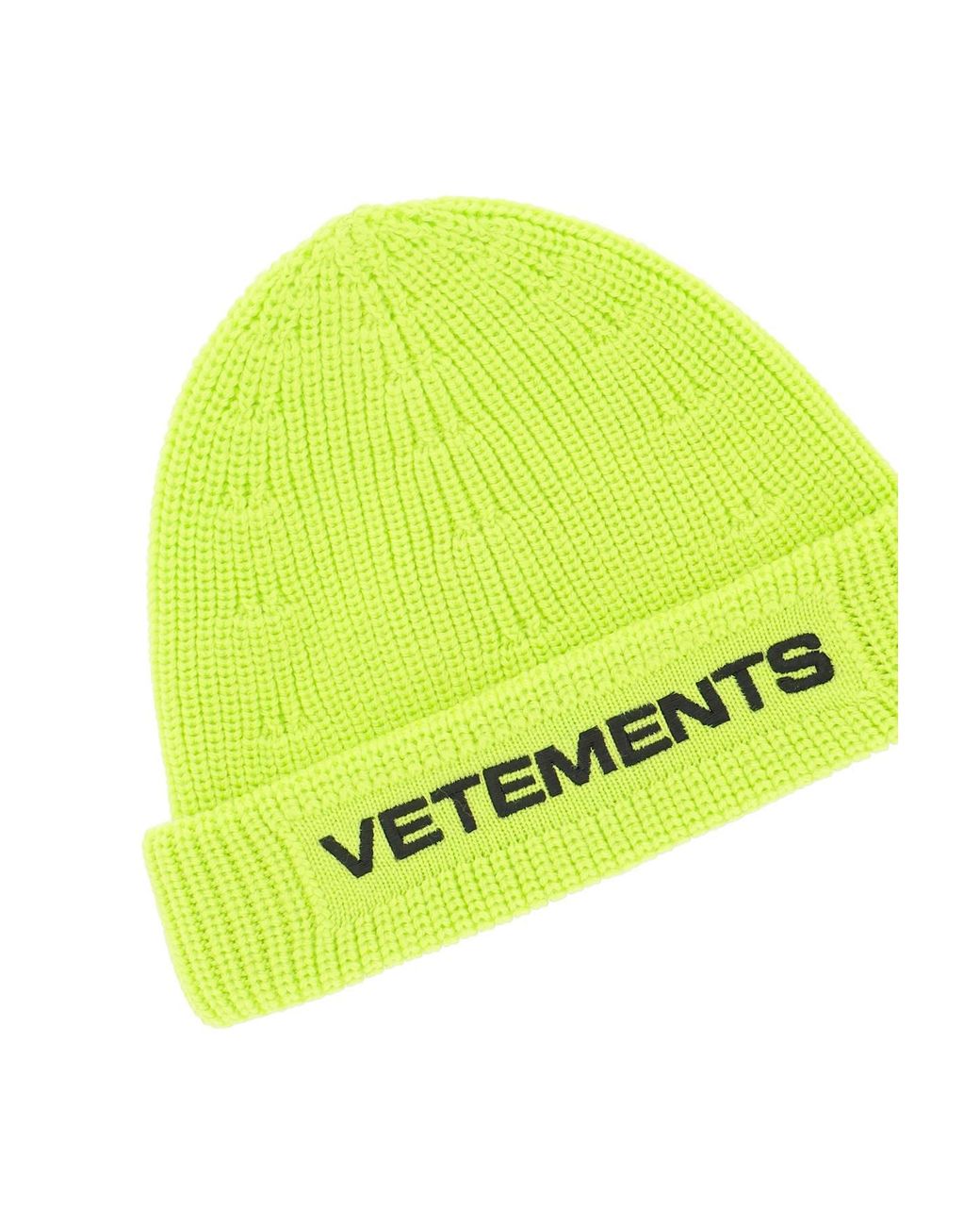 Vetements Wool Logo Beanie in Neon 