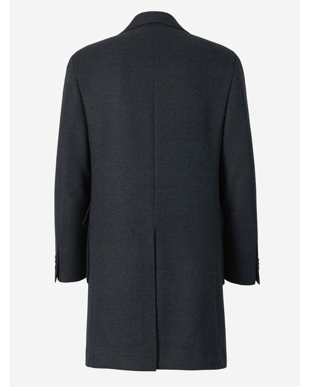 Canali Kei Herringbone Wool Coat in Blue for Men Lyst