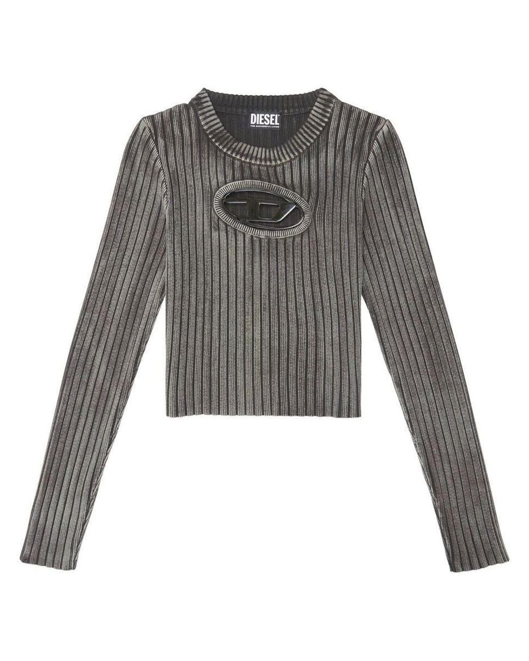 DIESEL Cutout Cropped Top in Gray Lyst