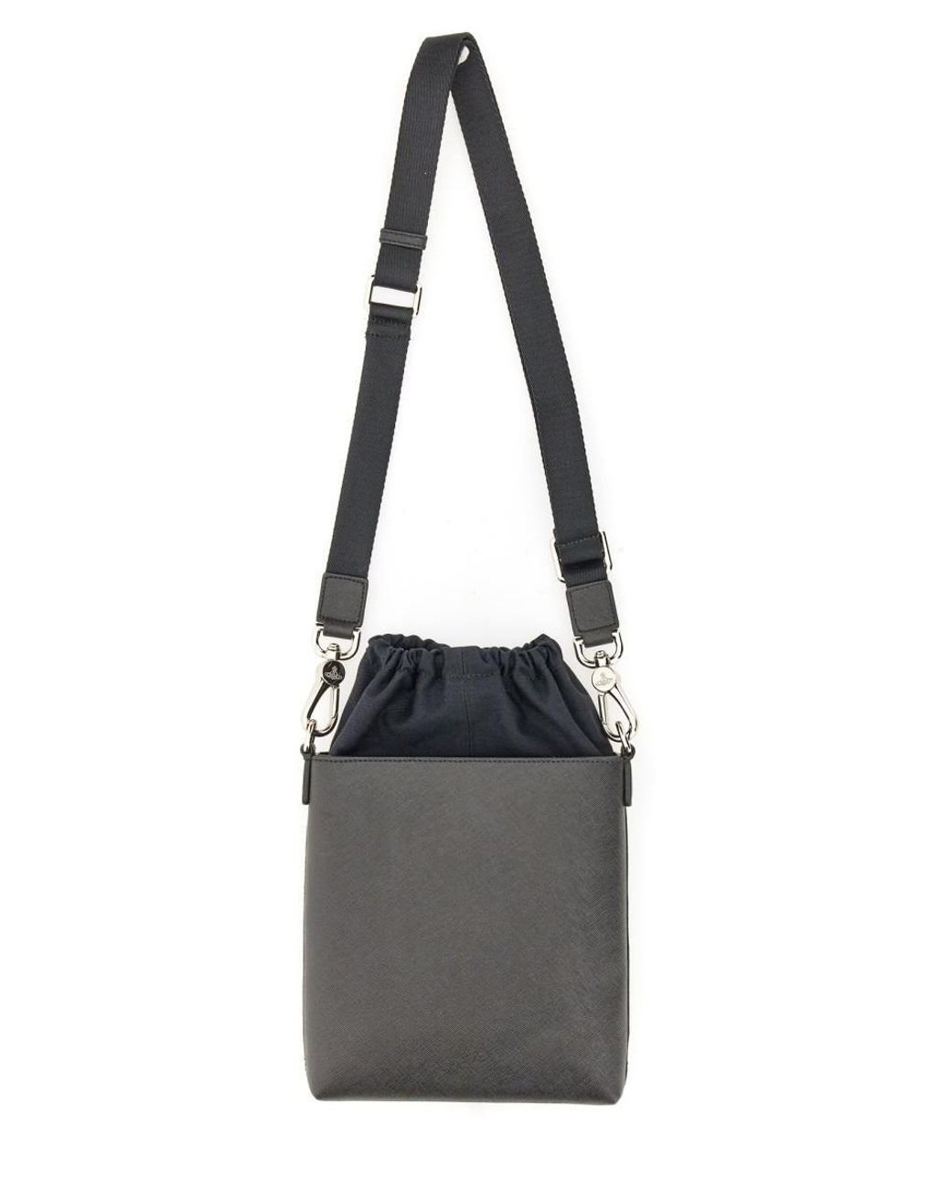 Vivienne Westwood Saffiano Leather Shoulder Bag in Black | Lyst Australia