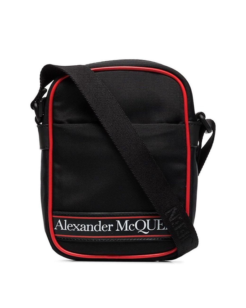 Mens Bags Messenger bags Alexander McQueen Synthetic Logo Patch Camera Bag in Black for Men 